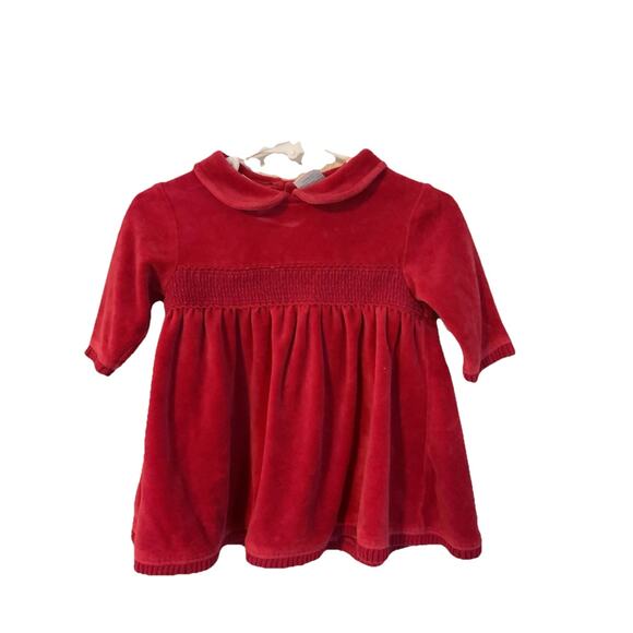 LULLABY CLUB RED VELOUR SMOCKED CHRISTMAS VALENTINE'S DAY DRESS, SZ. 9 MOS. - Picture 1 of 3